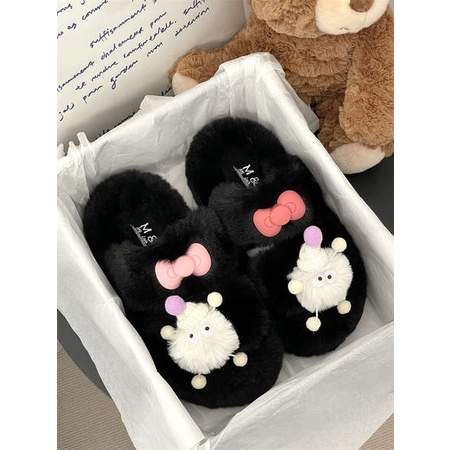 Dép Nữ Đế Dày Đính Lông Thời Trang 2023