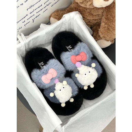 Dép Nữ Đế Dày Đính Lông Thời Trang 2023