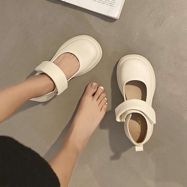 Mary jane Giày Da Quai Dán Đế Dày Kiểu Dáng Trẻ Trung Năng Động