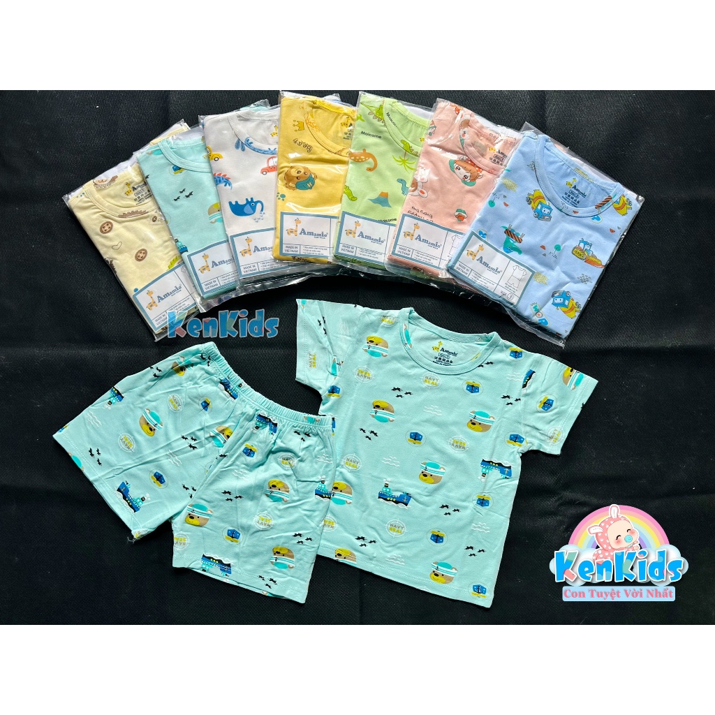 Bộ ngắn thun mịn mát cho bé gái / bé trai Amamio