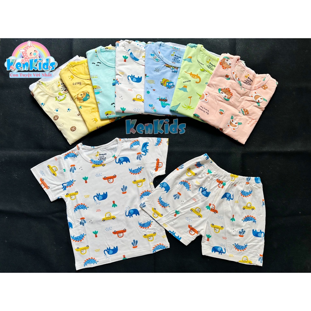 Bộ ngắn thun mịn mát cho bé gái / bé trai Amamio