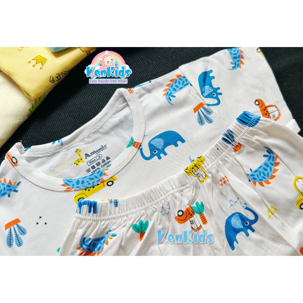 Bộ ngắn thun mịn mát cho bé gái / bé trai Amamio