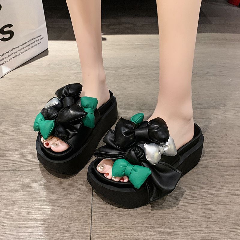 Xăng đan Đế Xốp Dày Thắt Nơ Phong Cách Châu Âu Thời Trang Đi Biển Mùa Hè Mới Cho Nữ