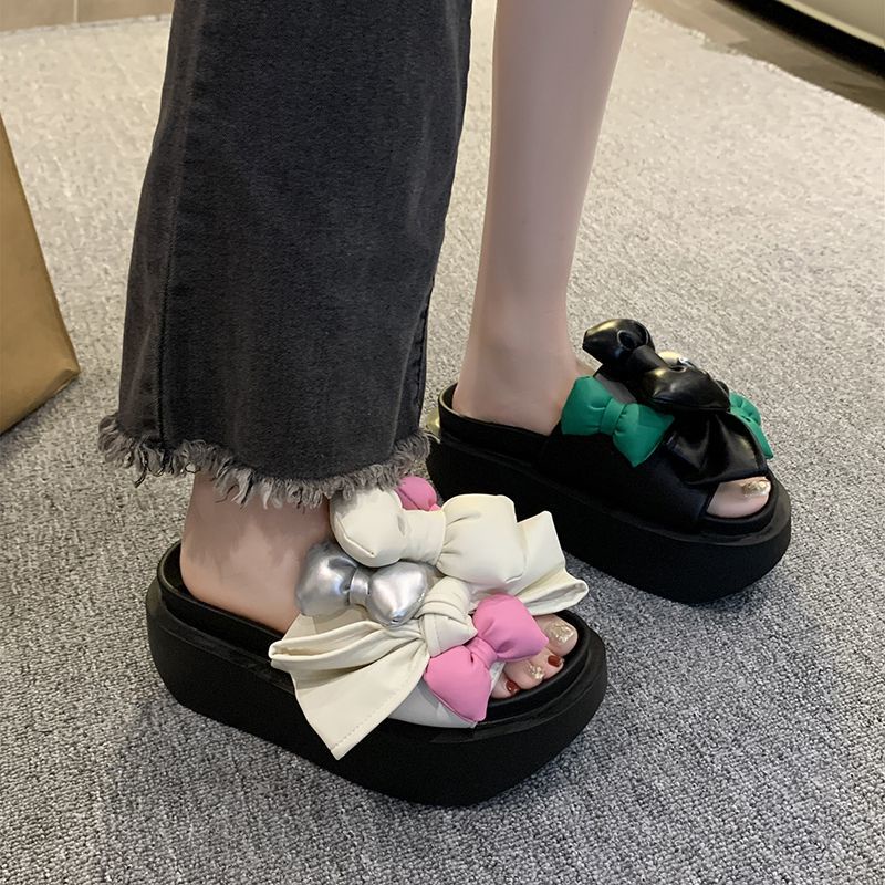 Xăng đan Đế Xốp Dày Thắt Nơ Phong Cách Châu Âu Thời Trang Đi Biển Mùa Hè Mới Cho Nữ