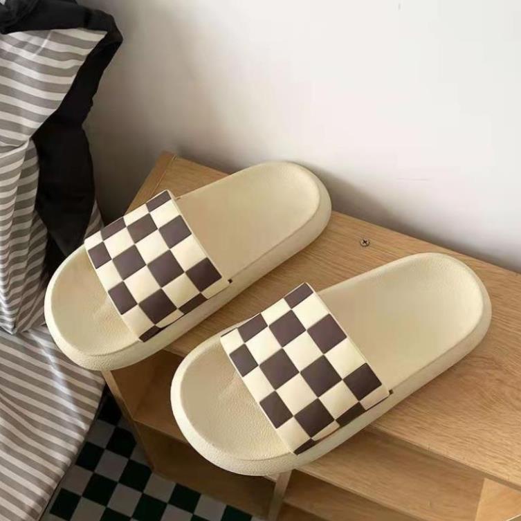 Dép nữ quai ngang caro đế bánh mỳ cực phẩm 2022, Dép thời trang nữ hot trend size 36-41