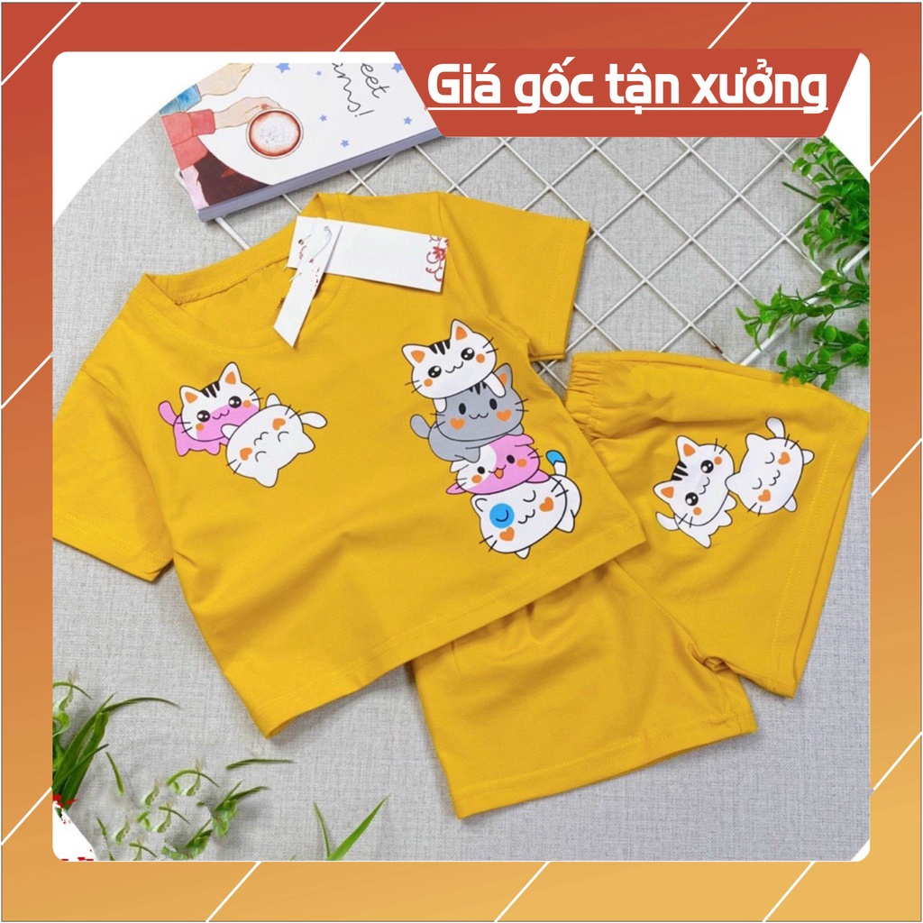 Bộ đồ bé gái-mẫu CAT BABY DUI07 chất vải mát thấm hút mồ hôi-mã DUI07 -NAM KIDS