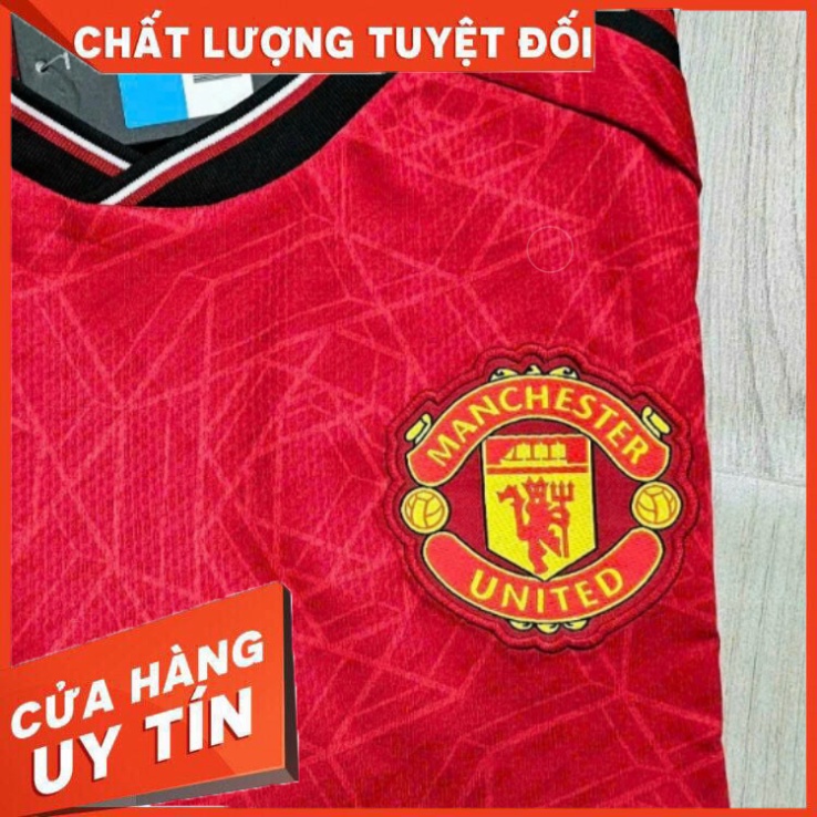 Bộ quần áo mu 23/24 dài tay sân nhà màu đỏ logo thêu vải spf thái quần trắng đen năm 2023 2024