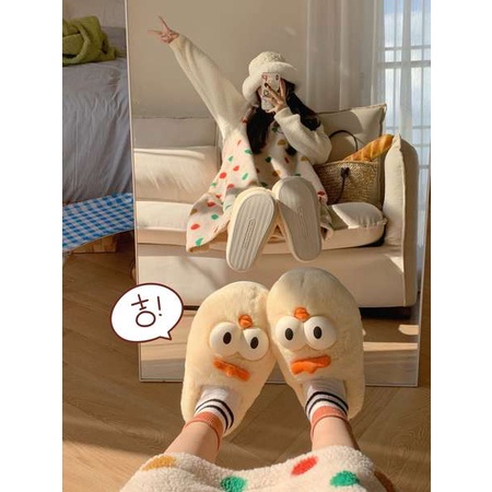 Dễ Thương Dép Bông Đi Trong Nhà Chống Trượt Hình Chú Gà Vàng Đáng Yêu Cho Nữ
