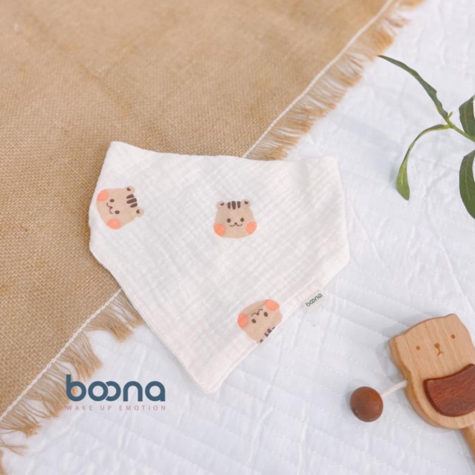 Yếm tam giác cho bé sơ sinh Boona shop BECON vải xô 0-12M