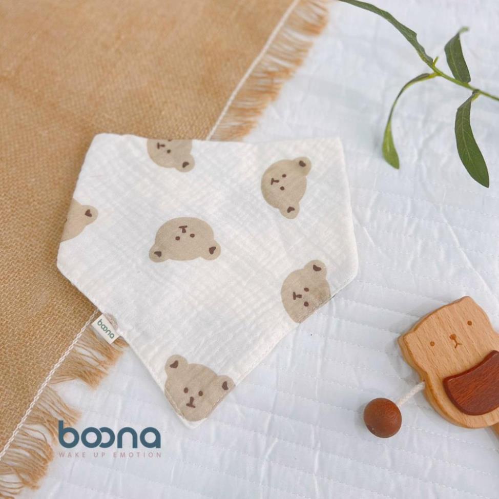 Yếm tam giác cho bé sơ sinh Boona shop BECON vải xô 0-12M