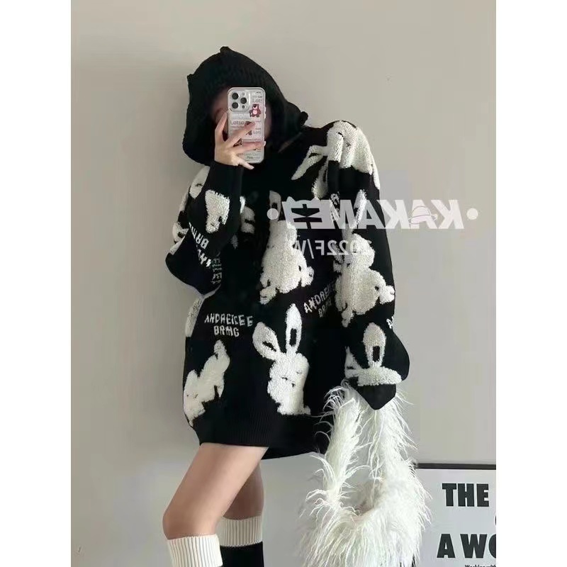 Áo sweater Nữ Dáng Rộng In Hình Thỏ Phong Cách Giáng Sinh Thời Trang Năm Mới 2022 38-150kg