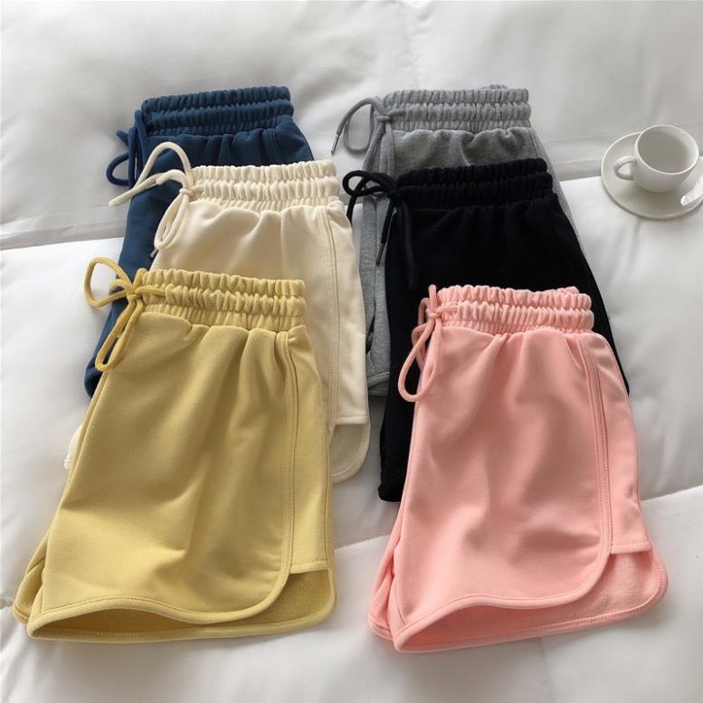 Quần Short Thể Thao Trơn Lưng Cao Ống Rộng Màu Pastel Phong Cách Ulzzang Thời Trang HOT Bikini 071