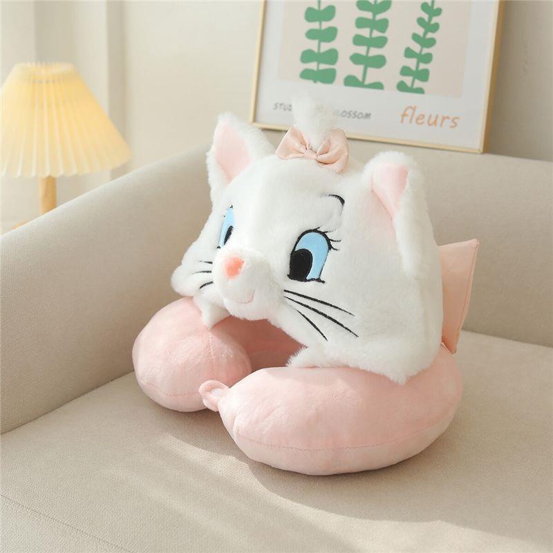Gối Kê Cổ Hình Chữ u Có Mũ Trùm Đầu Hình Mèo mary Dễ Thương
