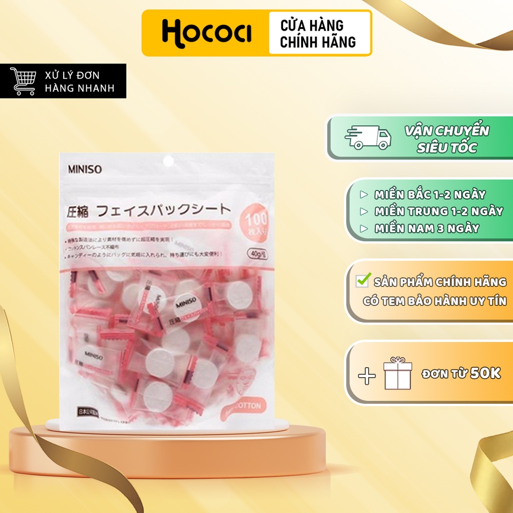 [Gói 100 Miếng] Mặt Nạ Giấy Nén Miniso Nhật Bản