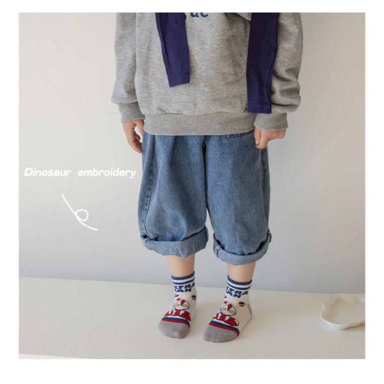 Set 5 đôi tất cotton siêu nhân untraman bé trai,gái sợi bông mềm mại thoáng khi khử mùi Softie te2