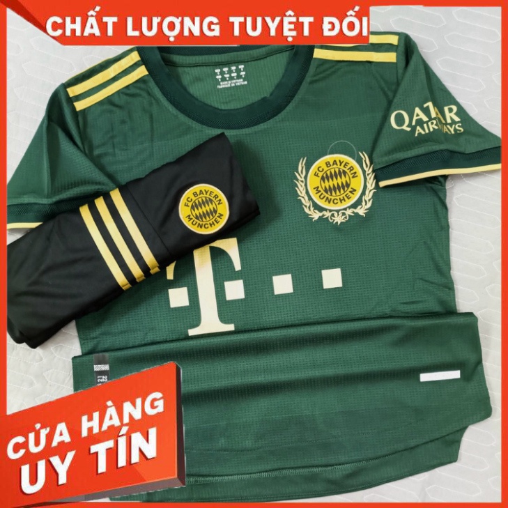 Bộ quần áo đá banh CLB Bayern Munich Màu Xanh Rêu Lá Cây Hàng Gai Thái Cao Cấp