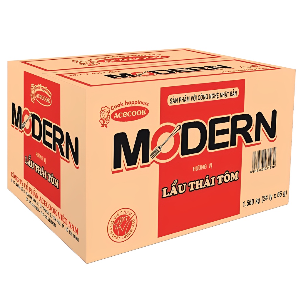 Combo 6 mì ly Modern vị lẩu Thái tôm 65gr