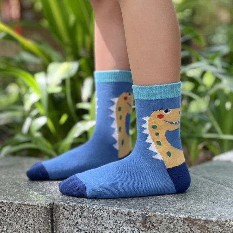 Set 5 đôi tất cotton khủng long vàng bé trai , gái sợi bông mềm mại thoáng khi khử mùi Myna Bra te9