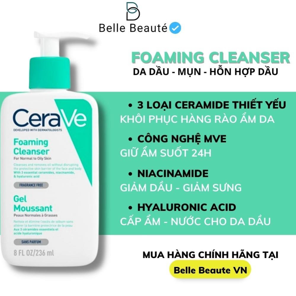 Sữa Rửa Mặt CeraVe Foaming, Hydrating, SA Smoothing Cleanser - Da Dầu Mụn, Khô, Nhạy Cảm 236ml e | BigBuy360 - bigbuy360.vn