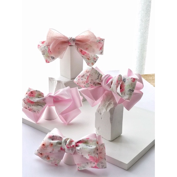 Ruy băng HQ in hoa mẫu đơn 2 mặt 4.0cm