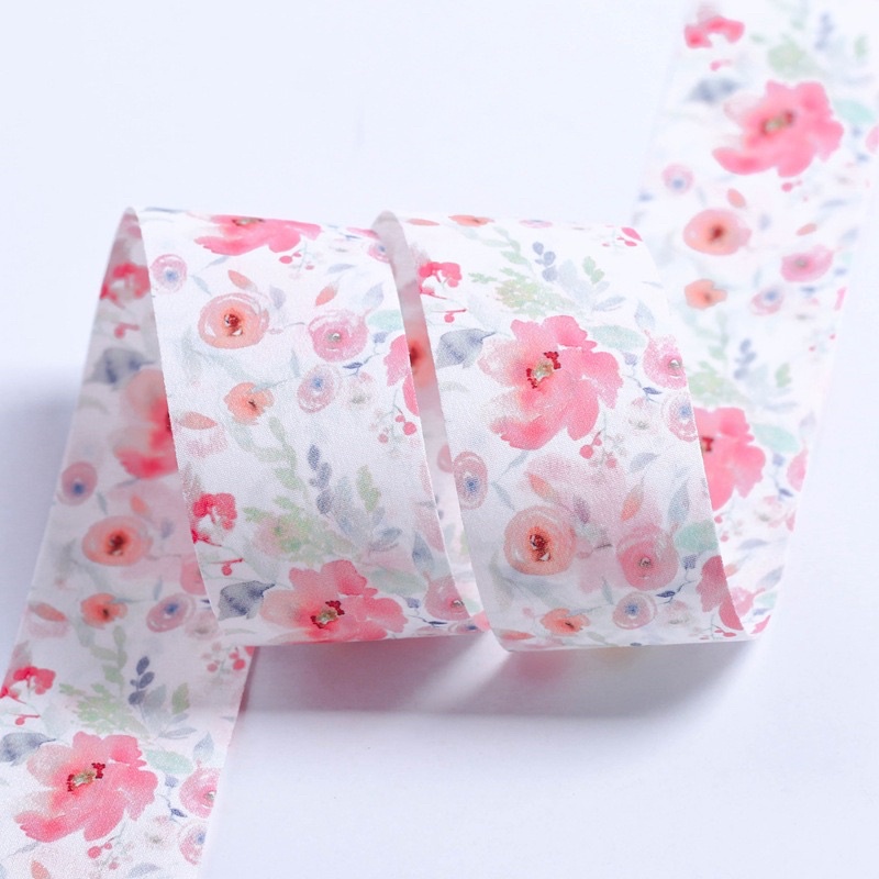 Ruy băng HQ in hoa mẫu đơn 2 mặt 4.0cm