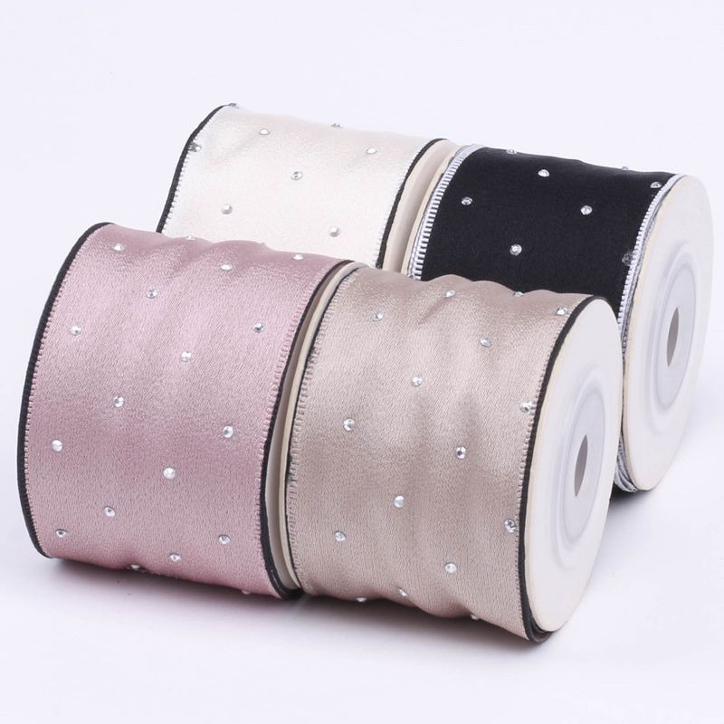 Ruy bằng một mặt giả lụa đính kim cương 3.6~4.0cm