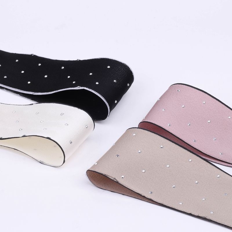 Ruy bằng một mặt giả lụa đính kim cương 3.6~4.0cm