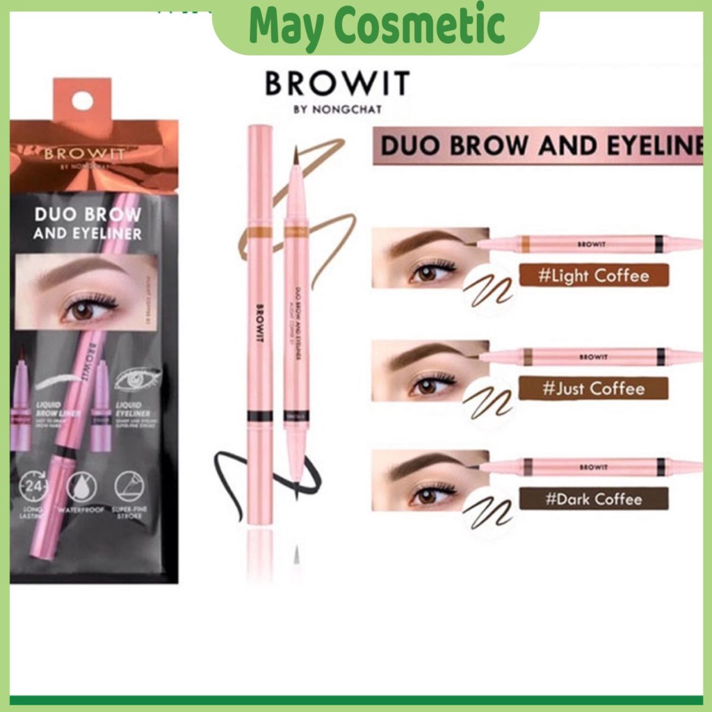 Chì Kẻ Mày, Kẻ Mắt Siêu Mảnh 2 in 1 Duo Brow And Eyeliner By Nongchat - Maycosmetic