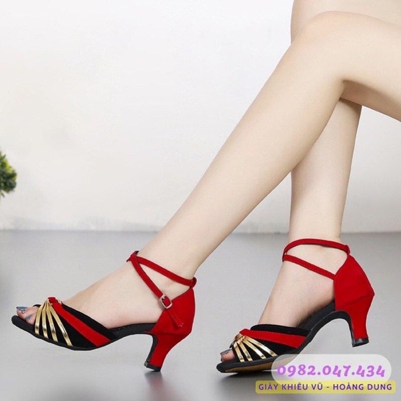 Xăng đan khiêu vũ đỏ đen, hàng Quảng Châu loại 1