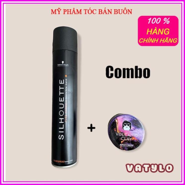 Gôm xịt tóc tạo kiểu nam silhouette 420ML + SÁP VUỐT TÓC NAM VOLCANIC CLAY CB12 M9