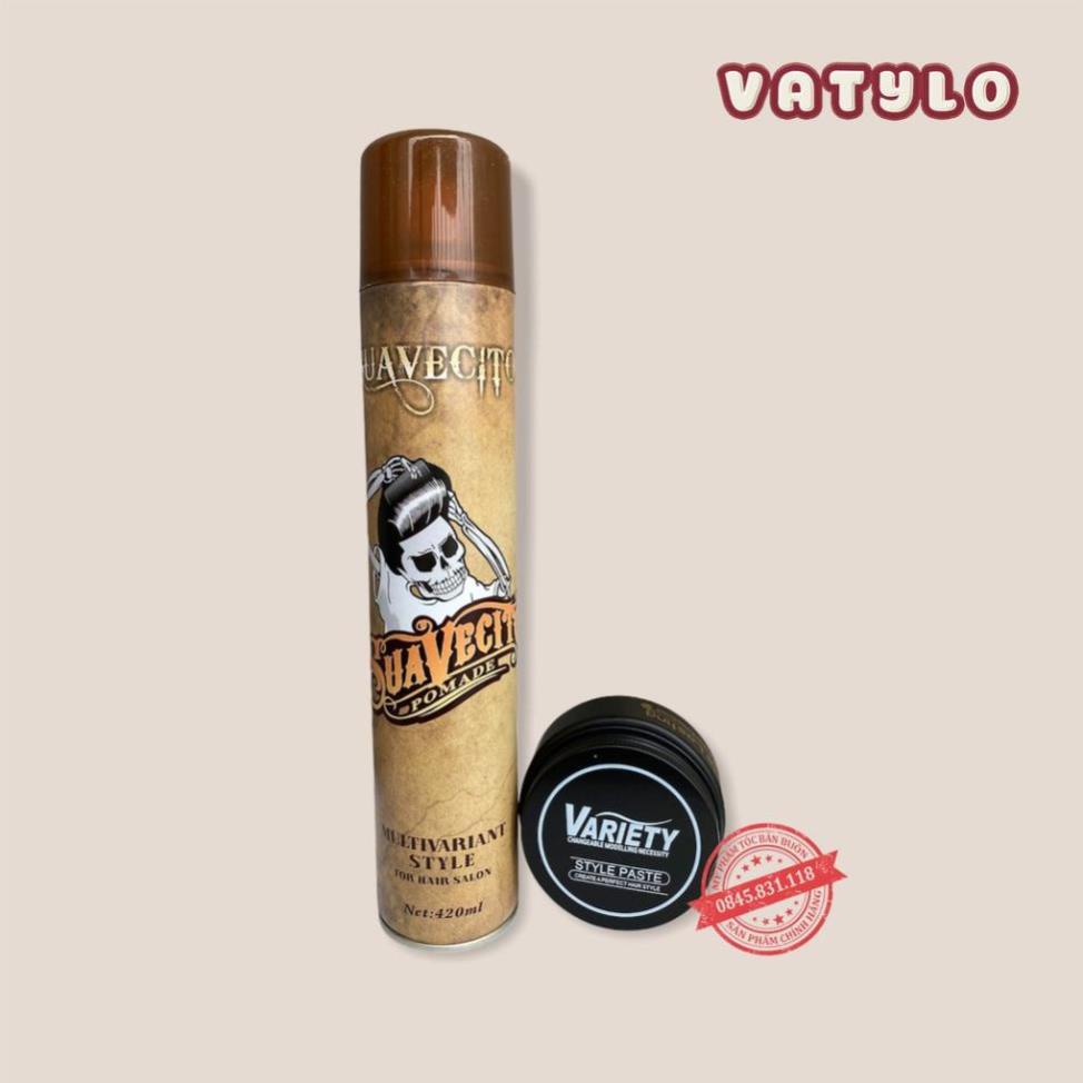 Gôm xịt tóc tạo kiểu nam SUAVECITO 400ML + SÁP VUỐT TÓC NAM Variety Chính Hãng siêu giữ nếp 20h CB06 M9