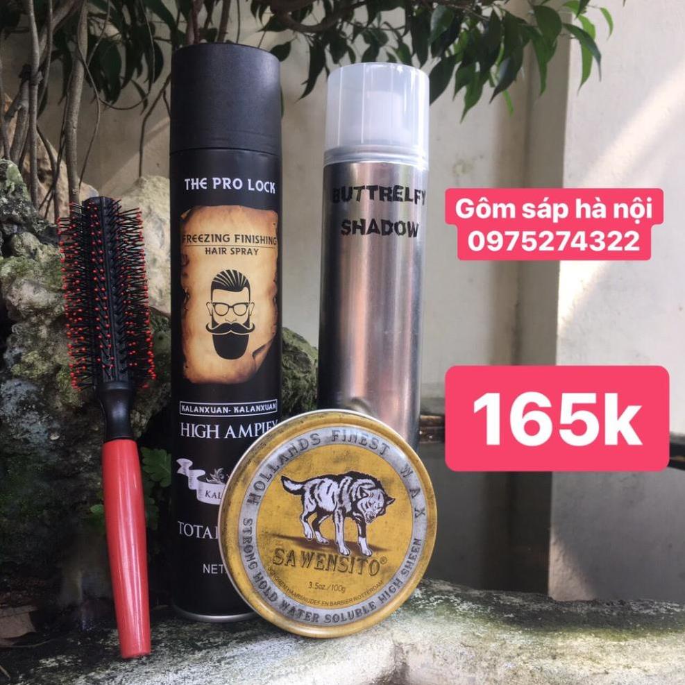 Combo Gôm Xịt Tóc Buttrefly + The Pro Lock + Sáp Vuốt Tóc SAWENSITO Mùi Thơm Cực kỳ Nam Tính ( chuẩn men ) M9