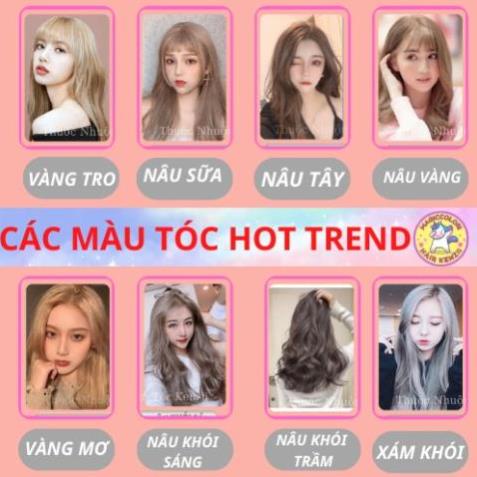Thuốc nhuộm tóc màu Vàng Mơ - Vàng Tro - Nâu Tây - Nâu Trà Sữa - Nâu Khói Sáng - Nâu Khói Trầm - Xám Khói - Cam Đào M9