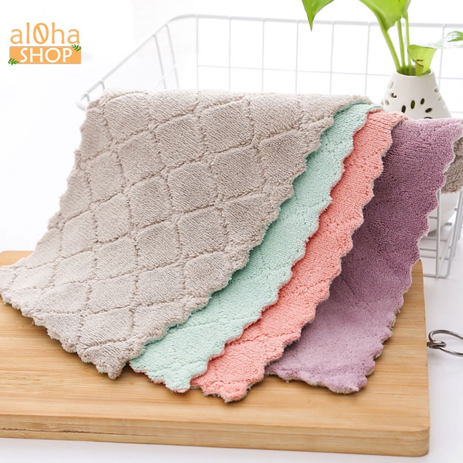 Khăn lau đa năng siêu thấm - giẻ lau bếp, bát đĩa, bàn ghế…  giao màu ngẫu nhiên, loại to 15x26cm - VB
