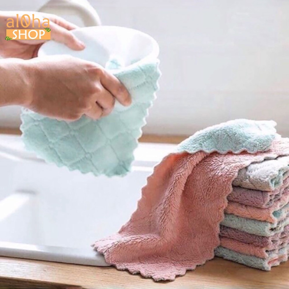 Khăn lau đa năng siêu thấm - giẻ lau bếp, bát đĩa, bàn ghế…  giao màu ngẫu nhiên, loại to 15x26cm - VB