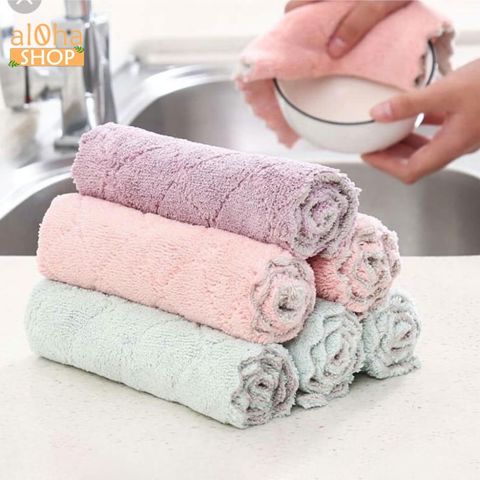 Khăn lau đa năng siêu thấm - giẻ lau bếp, bát đĩa, bàn ghế…  giao màu ngẫu nhiên, loại to 15x26cm - VB