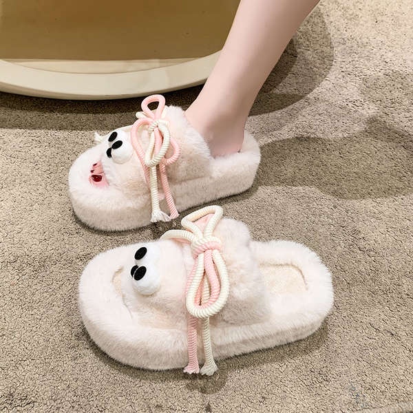 Dép Lông Bông Hình Đôi Mắt To Ấm Áp Thời Trang Thu Đông Cho Bé