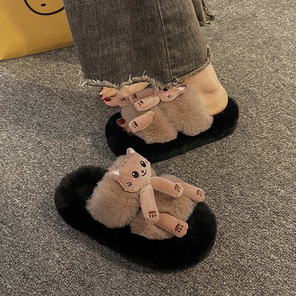 Thời Trang Dép cotton Đế Dày Họa Tiết Hoạt Hình Xinh Xắn Theo Phong Cách Thu Đông