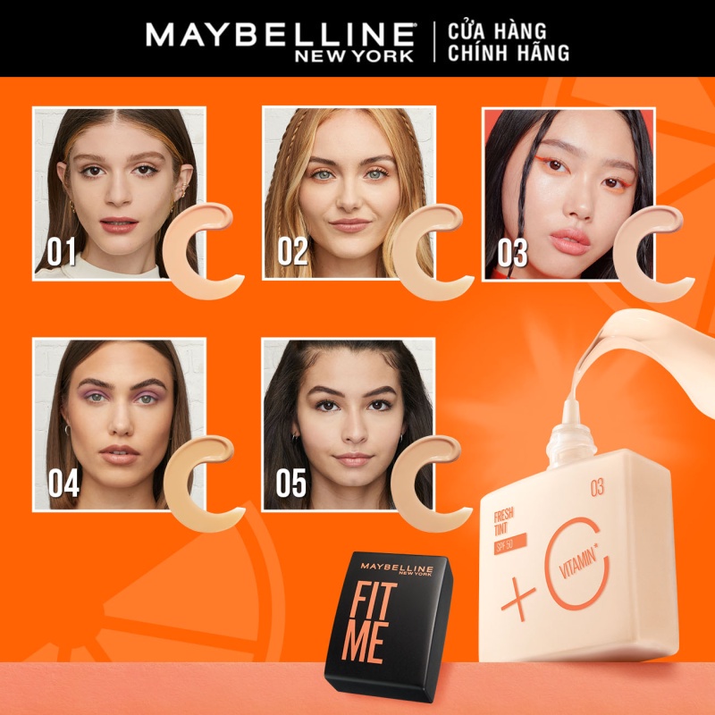 Kem Nền Fit Me Tint C Tươi Mướt Chống Nắng với Vitamin C & SPF50 Maybelline New York Fit Me Fresh Tint 30ml | BigBuy360 - bigbuy360.vn