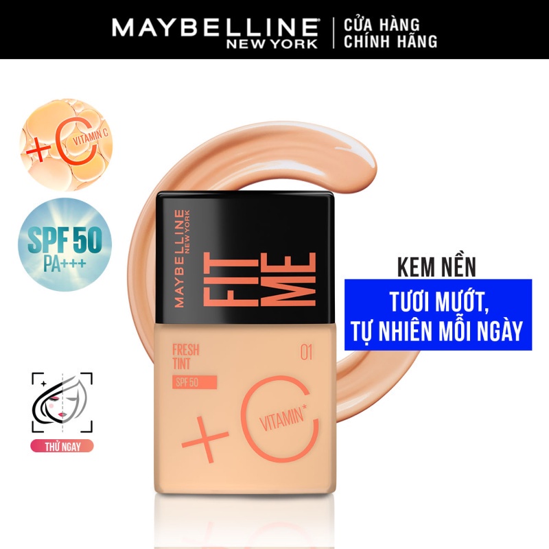 Kem Nền Fit Me Tint C Tươi Mướt Chống Nắng với Vitamin C & SPF50 Maybelline New York Fit Me Fresh Tint 30ml | BigBuy360 - bigbuy360.vn