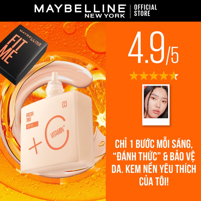Kem Nền Fit Me Tint C Tươi Mướt Chống Nắng với Vitamin C & SPF50 Maybelline New York Fit Me Fresh Tint 30ml | BigBuy360 - bigbuy360.vn