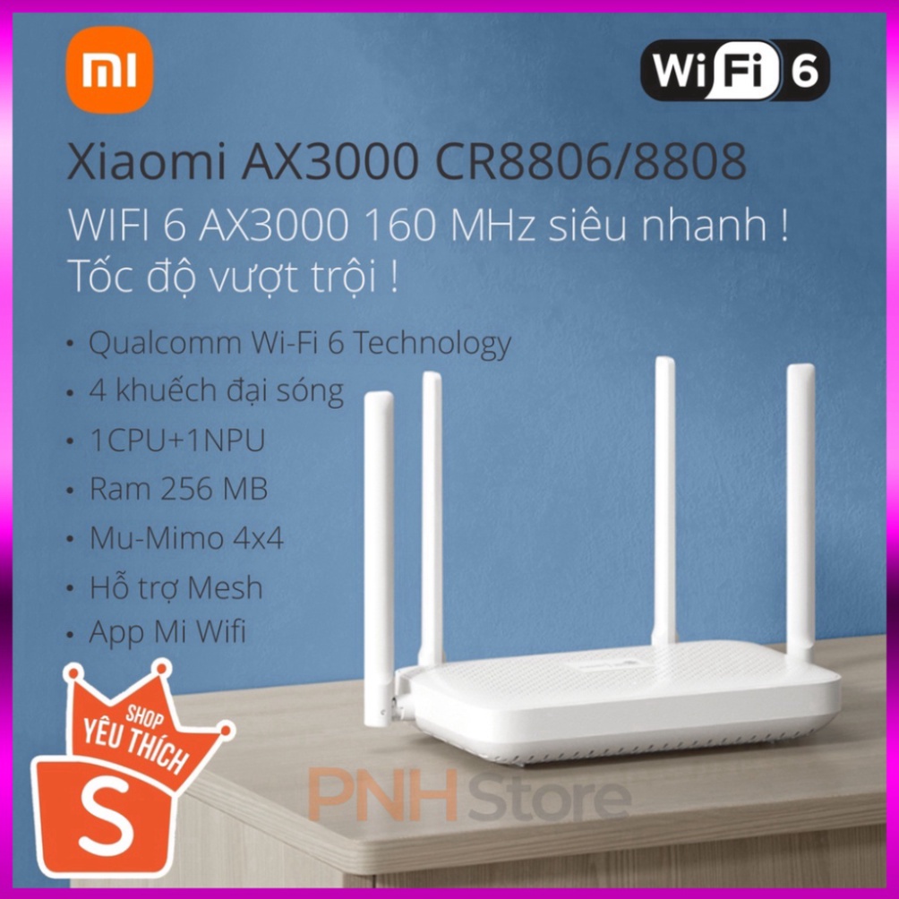 (BH 12 Tháng) Bộ phát wifi Router wifi Xiaomi AX3000 CR8806/8808 Chuẩn WIFI 6 Hỗ trợ Mesh Mẫu 2023 - đại hội siêu sale