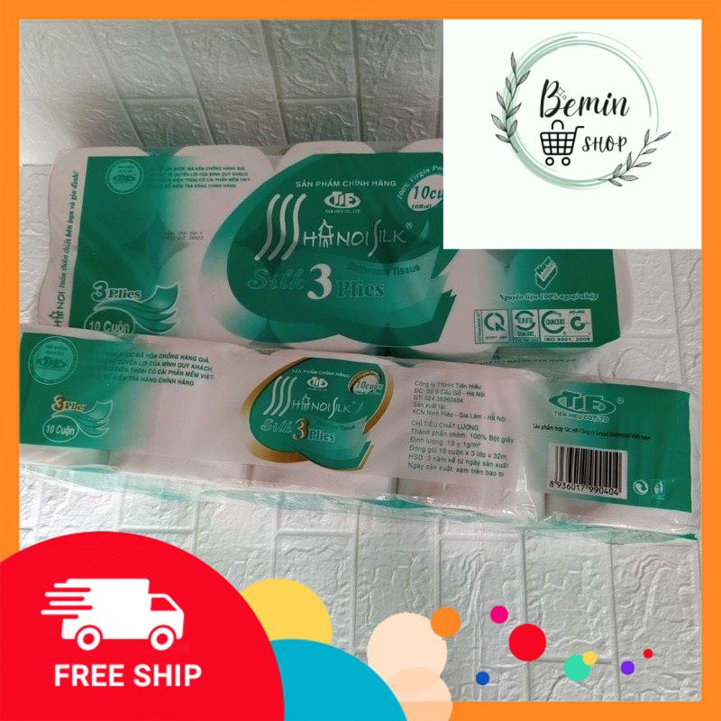 Giấy vệ sinh Hà Nội bịch 10 cuộn không lõi có lõi siêu dai siêu mịn