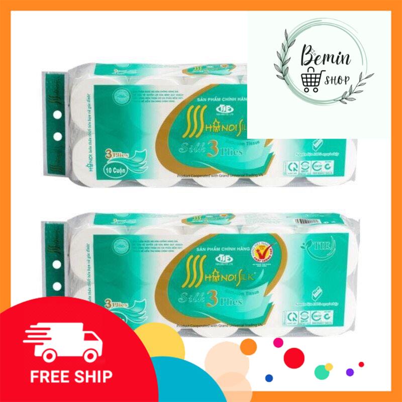 Giấy vệ sinh Hà Nội bịch 10 cuộn không lõi có lõi siêu dai siêu mịn