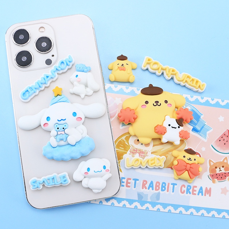 Sticker jibbitz gắn dép, charm Pocchaco, Kuromi, Cinnamon, Pompomp trang trí toploader, DIY