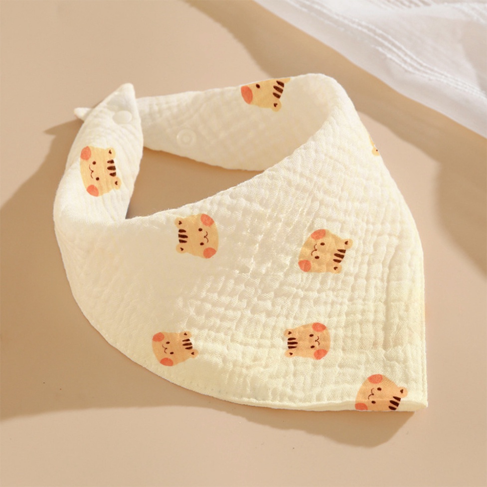 Khăn yếm tam giác cho bé vải xô muslin mềm mại, phù hợp bé 0 - 6 tháng, yếm ăn dặm cho bé vải muslin có cúc bấm