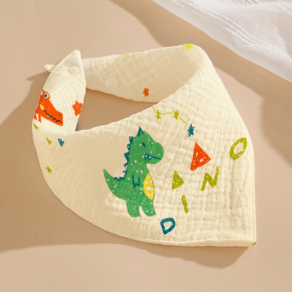 Khăn yếm tam giác cho bé vải xô muslin mềm mại, phù hợp bé 0 - 6 tháng, yếm ăn dặm cho bé vải muslin có cúc bấm