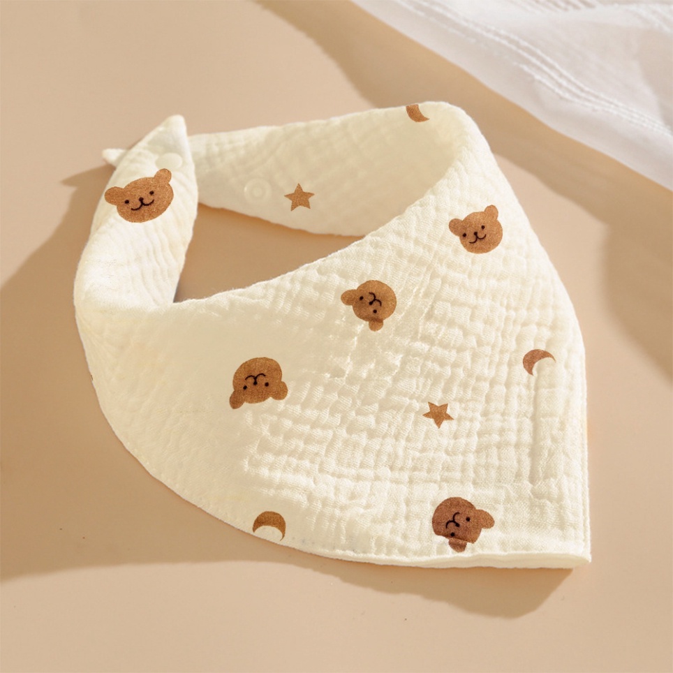 Khăn yếm tam giác cho bé vải xô muslin mềm mại, phù hợp bé 0 - 6 tháng, yếm ăn dặm cho bé vải muslin có cúc bấm