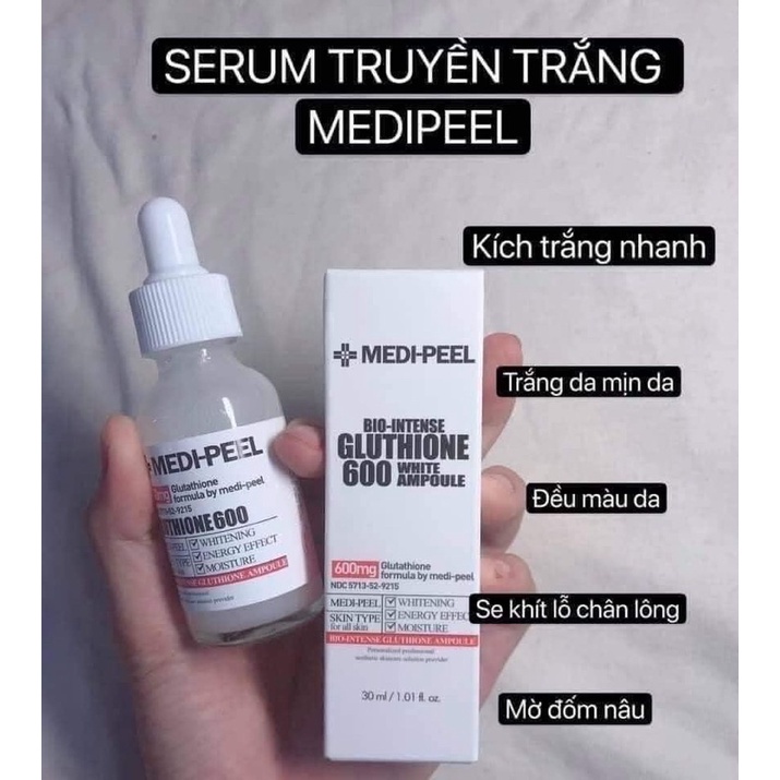 Serum Medi Peel [Trắng da 100%_Hàng Auth] Tinh Chất Dưỡng Trắng Medi Peel Glutathione 600 White Ampoule Serum