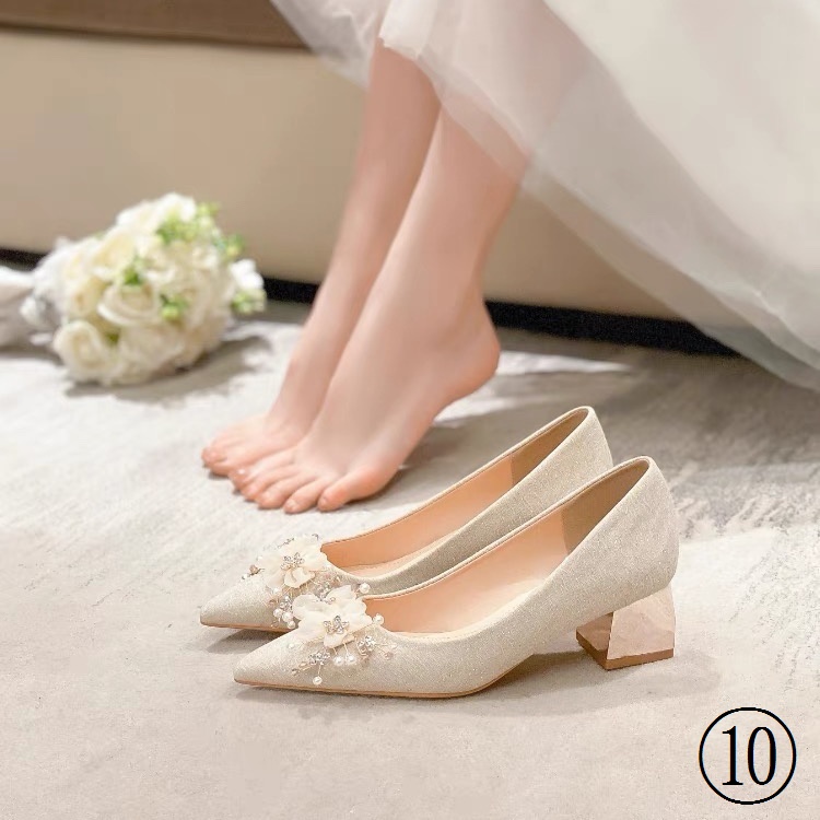 Giày Cao Gót Đế Dày Hình Lục Giác Dành Cho Cô Dâu Trong Ngày Cưới